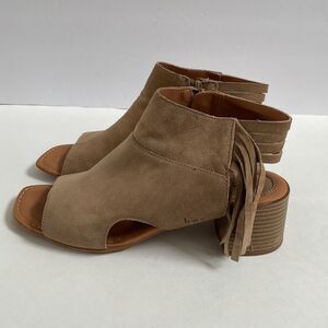 B.O.C BORN CONCEPT VERONA TAUPE PEEP TOE LEATHER BLOCK HEEL SANDALS WOMENS 9M
